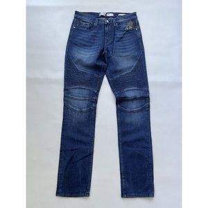 Guess Men's Slim Tapered Jeans Knee And Leg Details Blue Size 30